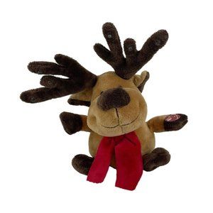 Animated Reindeer 10" Christmas Plush "Shout" Song Lights Red Scarf Tested Works